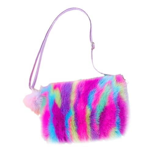 HORIALENCE Plüsch Umhängetasche Für Mädchen Niedliche Leichte Schultertasche Mit Schultergurt Vielseitige Aufbewahrungstasche Für Snacks Spielzeug Und Handy Bunt von HORIALENCE