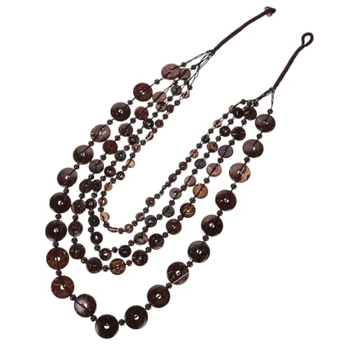 HORIALENCE Mehrreihige Halskette Kokosnussschale Handgefertigte Boho Holzkette für Damen Vintage Strangkette Modischer Modeschmuck für Verschiedene Anlässe Perfektes von HORIALENCE