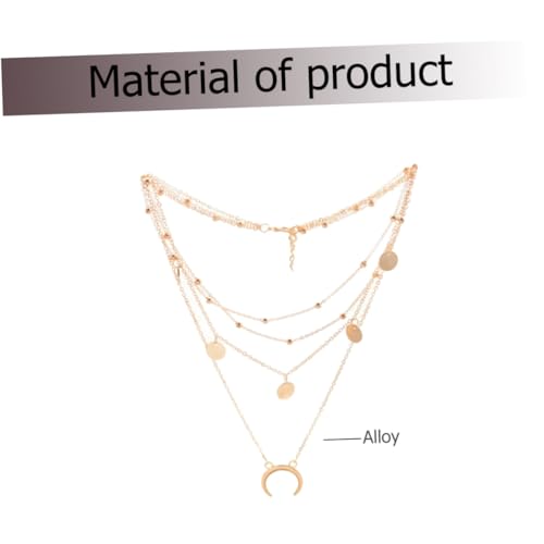 HORIALENCE Mehrschichtige Damen Halskette mit Goldenem Mond und Rundperlen Anhänger Clavicle Kette Modisches Schmuckgeschenk für Besondere Anlässe Wie Geburtstage und Dinnerpartys von HORIALENCE