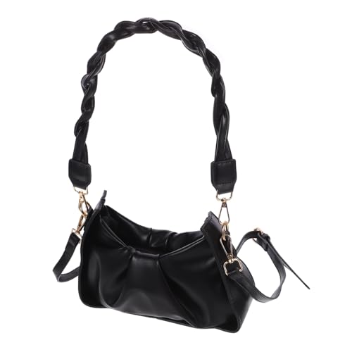 HORIALENCE PU Schultertasche Damen Elegant Underarm Bag mit Kette Modische Abendhandtasche Schwarz für Alltag Party Shopping und Freizeit Praktisch und Geräumig von HORIALENCE