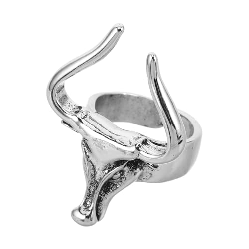 HORIALENCE Personalisierter Bullenkopfring Statement-Tierring Punkringe für Ringe ästhetisch einzigartige Ringe Vintage -Punkringe Daumenringe für Frauen männlicher Metall Silber von HORIALENCE