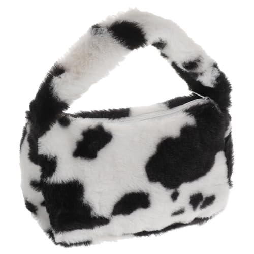 HORIALENCE Plüsch Umhängetasche Damen Kuhmuster Kuschelig Leicht Großes Fassungsvermögen Handtasche Freizeit Party Crossbody Schultertasche von HORIALENCE