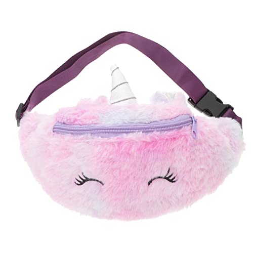 HORIALENCE Plüsch Umhängetasche für Mädchen Einhorn Design Verstellbare Tragbare Hüfttasche mit Buntem Farbverlauf für Reisen und Freizeit von HORIALENCE