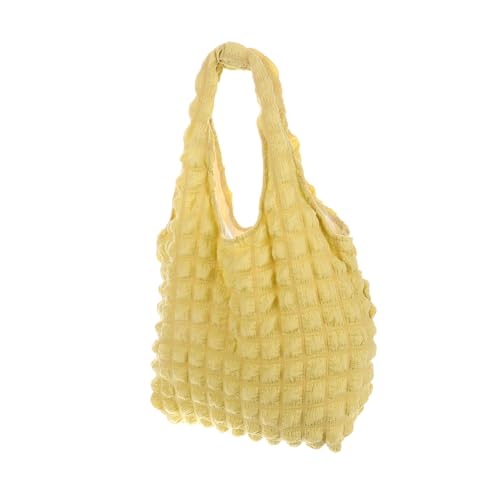 HORIALENCE Quilted Bubble Tote Bag Damen Leichte Gepolsterte Schultertasche aus Polyester Modische Cloud Form Vielseitig für Alltag Arbeit Schule und Reisen Khakifarbene Große Umhängetasche von HORIALENCE