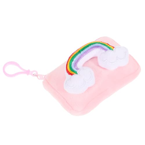 HORIALENCE Regenbogen Schlüsselanhänger Mini Münzgeldbörse Flauschiger Schlüsselring mit Praktischem Design für Handtaschen und Rucksäcke als Dekorativer Anhänger von HORIALENCE