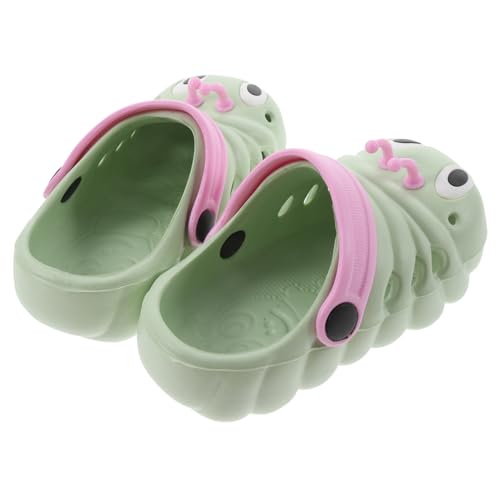 HORIALENCE Sandalen Grüne Sommer Sandaletten mit Cartoon Raupe Rutschfest Leicht Atmungsaktiv Geeignet für Jungen und Mädchen Bequeme Strand Hausschuhe mit Geschlossener Zehe von HORIALENCE