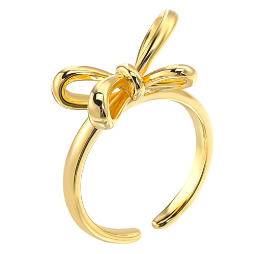HORIALENCE Schleifenring für Damen Verstellbarer Fingerring Zarter Ringschmuck mit Offener Design Eleganter Schleifen Statement Ring Perfektes für Besondere Anlässe von HORIALENCE
