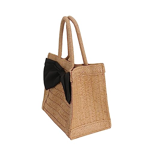 HORIALENCE Stilvolle Strohtasche Damen Strandtasche mit Schleifen design Langlebige Handtasche aus Hochwertigem Material Multifunktionale Einkaufstasche für Sommer Outdoor und Strandparty von HORIALENCE