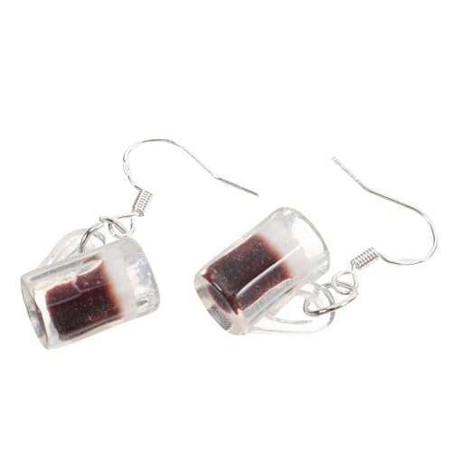 HORIALENCE Stylische Ohrclips Bierkrug Ohrringe Resin Bierbecher Design Damen Ohrschmuck Ohrloch Silber Bequeme Robuste Ohrstecker Geschenkidee für Frauen und Mädchen von HORIALENCE