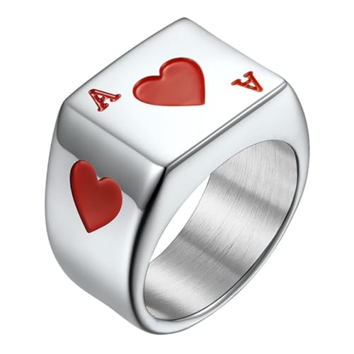 HORIALENCE Titanring Titanstahl für Herren Pokerdesign Leicht Robust und für Partys oder Alltag Hautfreundlich und Langlebig von HORIALENCE