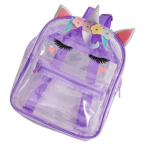 HORIALENCE Transparenter Einhorn Rucksack für Mädchen Durchsichtiger Kunststoff Süßer Kinderrucksack mit Einhornmotiv Leicht und Langlebig für Schule und Freizeit von HORIALENCE