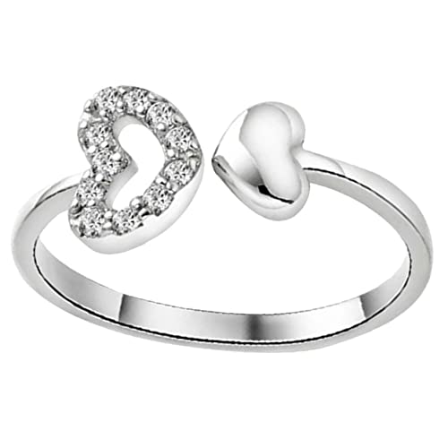 HORIALENCE Verstellbarer Herzring für Frauen Eleganter Offener Ring Silber Vielseitig Kombinierbar für Leicht und Angenehm zu Tragen Passend für Fingergrößen von HORIALENCE