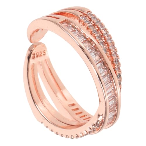 HORIALENCE Verstellbarer Offener Fingerring Damen Geometrisch mit Zirkonia Eleganter Roségold Schmuck für Frauen und Teenager Modisches Design Komfortabel und Langlebig Geschenk von HORIALENCE
