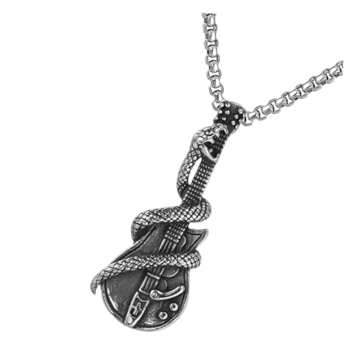 HORIALENCE Vintage Herren Halskette mit Snake und Guitar Anhänger Modisches Schmuckstück für Männer für Partys und Besondere Anlässe Langlebig und Kreativ von HORIALENCE