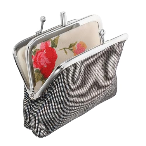 HORIALENCE Vintage Kiss Lock Mini Geldbörse Damen Kompakte Clutch mit Glänzendem Material Retro Organizer für Münzen und Karten Stilvolle Kleine Geldtasche für Party und Alltag von HORIALENCE