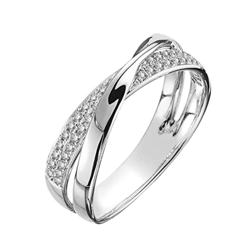 HORIALENCE X Förmiger Zirkonring für Damen Modisches Accessoire Verstellbarer Finger Ring für Partys und Besondere Anlässe Elegantes Design Platinfarbe von HORIALENCE