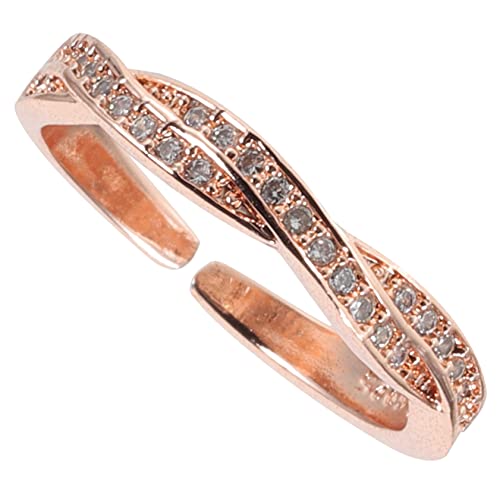 HORIALENCE Zirkonia Ring Damen Verstellbarer Offener Ring Roségold Modischer Schmuck für Frauen Funkelnde Zirkonia für Alltag und Besondere Anlässe von HORIALENCE