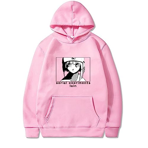 HORNE Anime Serien Experimente Lain Kapuzenpullover Mit Langen Ärmeln Pullover Hoodie Männer Frauen Sweatshirt Harajuku Streetwear XXS-4XL-Black||XXS von HORNE