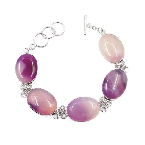 HOROJDTH Multi Agates Green Abalone shell Bracelet Bangle For Women Lady Jewelry (Purple agate) von HOROJDTH