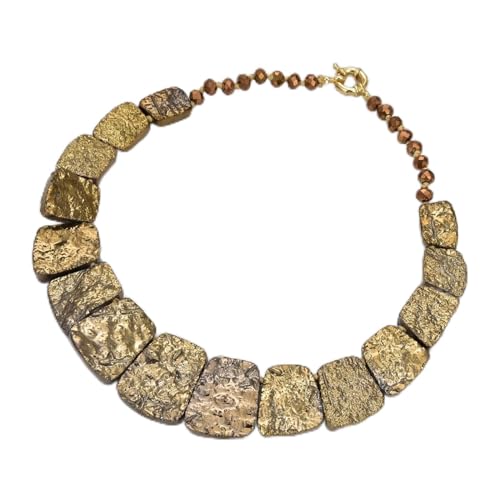 HOROJDTH Schmuck 19'' Goldfarbene, abgestufte Halskette mit Quarzkristall-Drusen von HOROJDTH