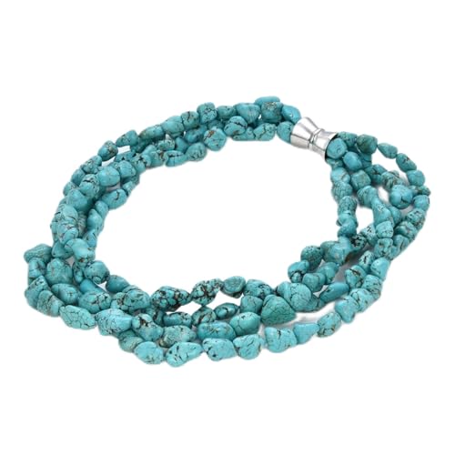 HOROJDTH Schmuck 20" 4 Stränge Freeform Blue Türkise Nugget Perlen Halskette for Frauen HOROJDTH Schmuck 20" 4 Stränge Freeform Blue Türkise Nugget Perlen Halskette for Frauen von HOROJDTH