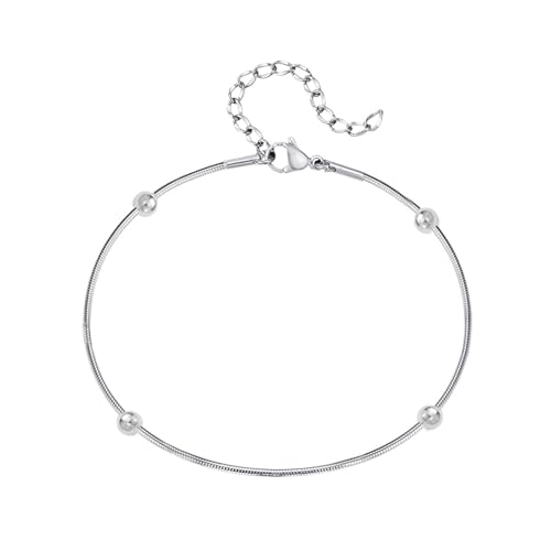 HORREX Edelstahl Armband Damen, Silberperlen Fußkettchen für Damen, Perlen Partner Armbänder, Verstellbar Armreif Silber, Rutschfest Armband Verschluss für Ehefrau Freundin MutterTochter Schwester HORREX Edelstahl Armband Damen, Silberperlen Fußkettchen für Damen, Perlen Partner Armbänder, Verstellbar Armreif Silber, Rutschfest Armband Verschluss für Ehefrau Freundin MutterTochter Schwester von HORREX