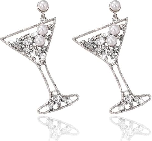 Ohrringe Weinglas für Damen Obst Weinglas Ohrringe Modische Ohrringe Obst Weinglas Ohrringe Weinglas Ohrringe für Frauen Champagner Weinglas Pfosten Tropfen Ohrringe Perfekt FüR Partys (Weiß) von HORREX