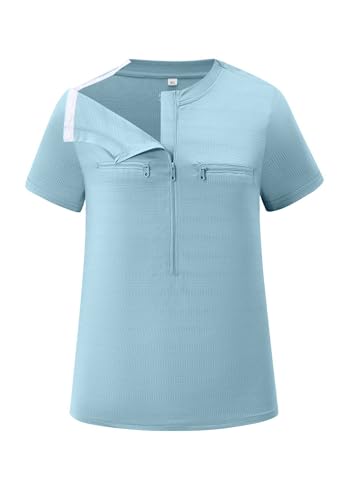 HORSSLE Chemo-Shirts für Damen, für Port-Zugang, 2-seitiger Druckknopfverschluss, Schultern, Operationen und Dialyse, Erholungs-Shirts, leicht und atmungsaktiv, Hell, blau, L HORSSLE Chemo-Shirts für Damen, für Port-Zugang, 2-seitiger Druckknopfverschluss, Schultern, Operationen und Dialyse, Erholungs-Shirts, leicht und atmungsaktiv, Hell, blau, L von HORSSLE