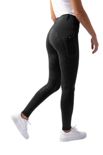 HORZE Damen Reitleggings DEA, Reithose mit Handytasche und Gürtelschlaufen, schwarz, 36 von HORZE