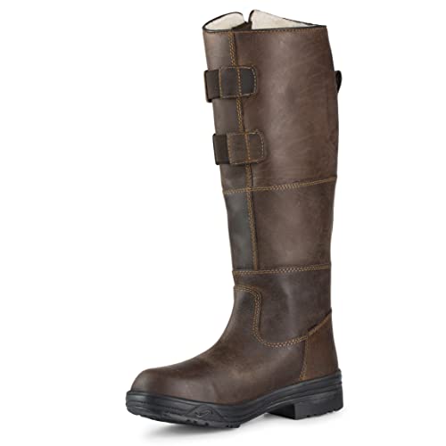 HORZE Damen Winterreitstiefel Rovigo, Thermo Reitstiefel Leder, Reitstiefel Nubuckleder, Braun, 35 von HORZE