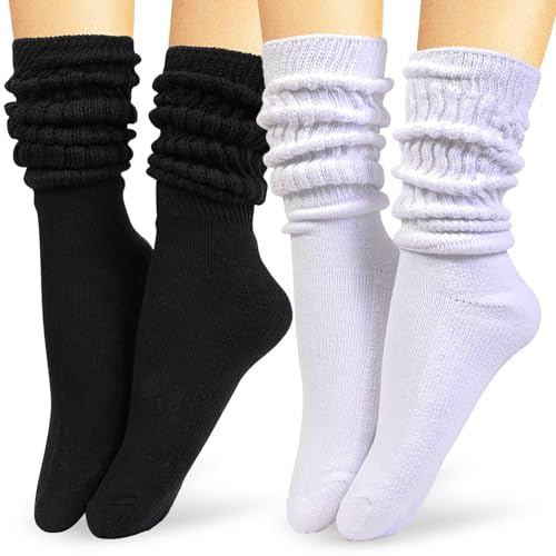 HOT FEET Md1313zssw Slouch Socken, Weiß & Schwarz, 36.5-43 EU (2er Pack) von HOT FEET