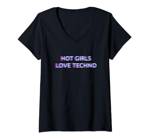 Damen Hot Girls Love Techno EDM Music Festival Raver Dance Rave T-Shirt mit V-Ausschnitt Damen Hot Girls Love Techno EDM Music Festival Raver Dance Rave T-Shirt mit V-Ausschnitt von HOT GIRLS LOVE TECHNO