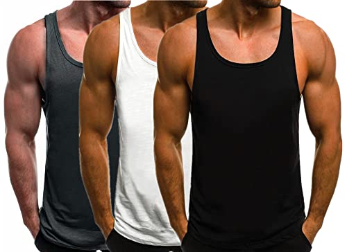 3er Pack Tank Top Herren Muskelshirt Tankshirt T-Shirt Ärmellos Weste Muskelshirt Stringer Fitness von HOTCAT