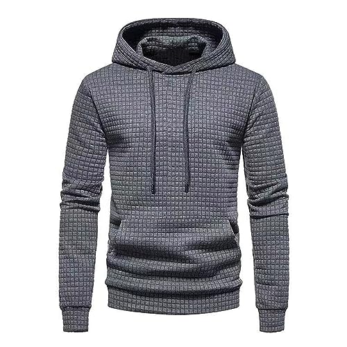 HOTCAT Herren Kapuzenpullover Casual Langarm Karierten Kordelzug Jacquard Hooded Sweat mit Tasche von HOTCAT