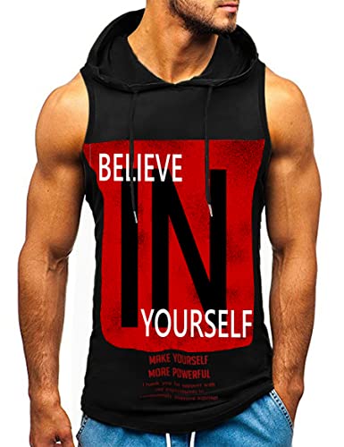 HOTCAT Herren Tank top Muskelshirt Ärmelloser Hoodie Muskelshirt Workout Sport Fitness Unterhemden Kapuzenpullover von HOTCAT