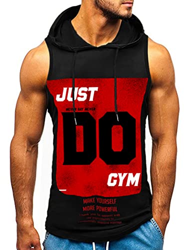 HOTCAT Herren Tank top Muskelshirt Ärmelloser Hoodie Muskelshirt Workout Sport Fitness Unterhemden Kapuzenpullover von HOTCAT