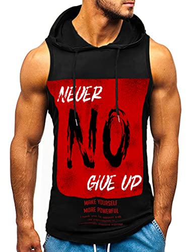 HOTCAT Herren Tank top Muskelshirt Ärmelloser Hoodie Muskelshirt Workout Sport Fitness Unterhemden Kapuzenpullover von HOTCAT