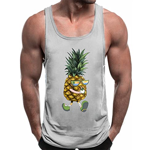 HOTCAT Tank Top Herren Tanktop Tankshirt T-Shirt mit Print Unterhemden Ärmellos Weste Muskelshirt Tank top Herren Sommer Ananas Beach… von HOTCAT