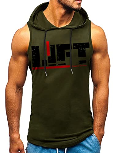 HOTCAT Tank Top Herren Sommer Muskelshirt Ärmelloser Hoodie Muskelshirt Workout Fashion Sport Top Bodybuilding Kapuzenpullover von HOTCAT