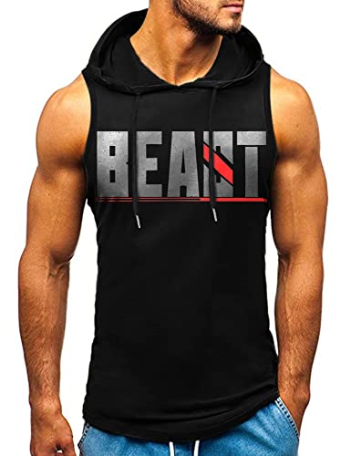 HOTCAT Tank top Herren Muskelshirt Ärmelloser Hoodie Muskelshirt Workout Fashion Sport Top Fitness Unterhemden Kapuzenpullover von HOTCAT