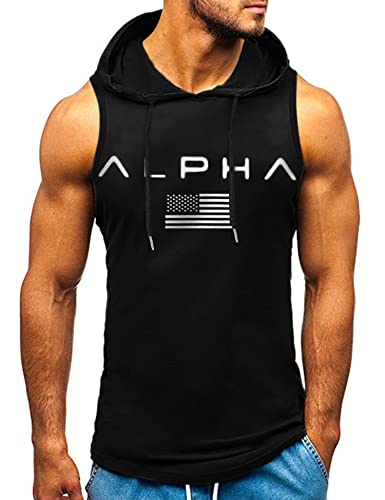 HOTCAT Tank top Herren Muskelshirt Ärmelloser Hoodie Muskelshirt Workout Sport Top Fitness Unterhemden Kapuzenpullover von HOTCAT