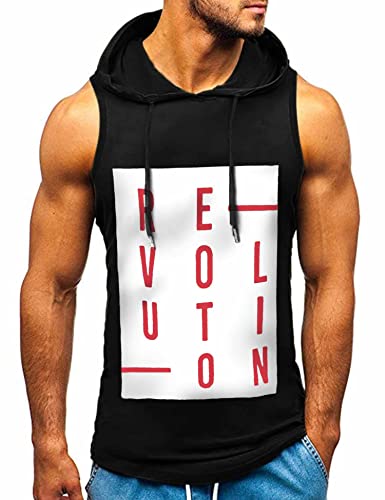HOTCAT Tank top Herren Muskelshirt Ärmelloser Hoodie Muskelshirt Workout Sport Top Fitness Unterhemden Kapuzenpullover von HOTCAT