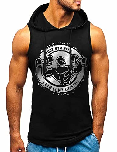 HOTCAT Tank top Herren Muskelshirt Ärmelloser Hoodie Muskelshirt Workout Sport Top Fitness Unterhemden Kapuzenpullover von HOTCAT