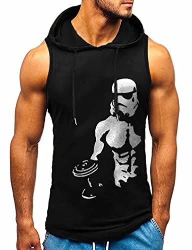 HOTCAT Tank top Herren Muskelshirt Ärmelloser Hoodie Muskelshirt Workout Sport Top Fitness Unterhemden Kapuzenpullover von HOTCAT