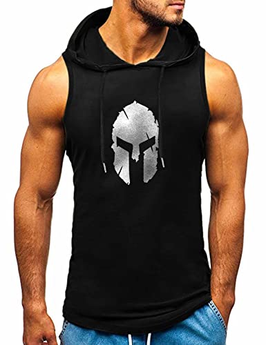 HOTCAT Tank top Herren Muskelshirt Ärmelloser Hoodie Muskelshirt Workout Sport Top Fitness Unterhemden Kapuzenpullover von HOTCAT