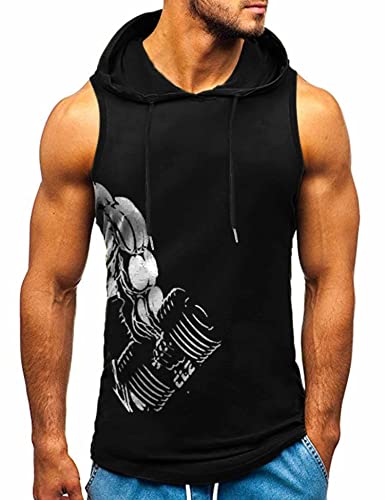 HOTCAT Tank top Herren Muskelshirt Ärmelloser Hoodie Muskelshirt Workout Sport Top Fitness Unterhemden Kapuzenpullover von HOTCAT