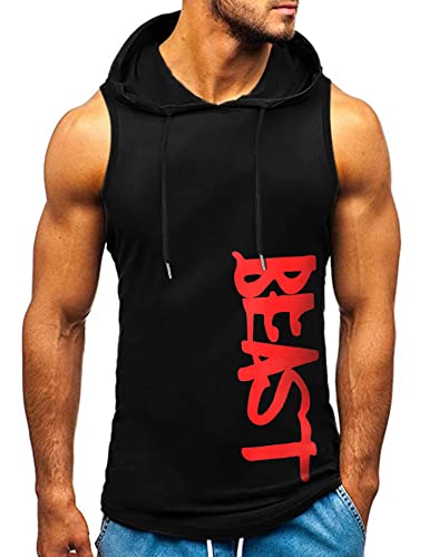 HOTCAT Tank top Herren Muskelshirt Ärmelloser Hoodie Muskelshirt Workout Sport Top Fitness Unterhemden Kapuzenpullover von HOTCAT