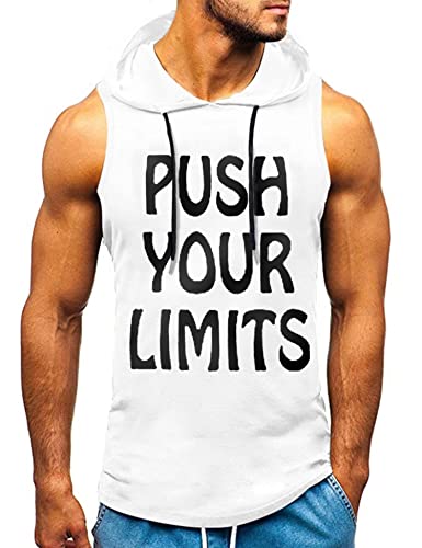 HOTCAT Tank top Herren Muskelshirt Ärmelloser Hoodie Muskelshirt Workout Sport Top Fitness Unterhemden Kapuzenpullover von HOTCAT