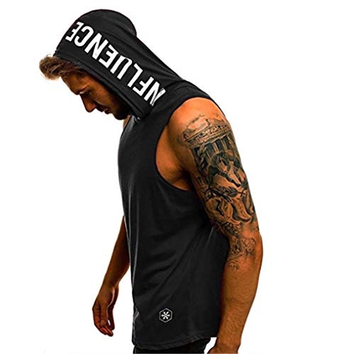 Herren Tank Top Kapuze Fitness Hoodie Training Gym Mode Shirt Bodybuilding Ärmelloser West t-Shirt Sport Fitness Workout Stringer Weste von HOTCAT