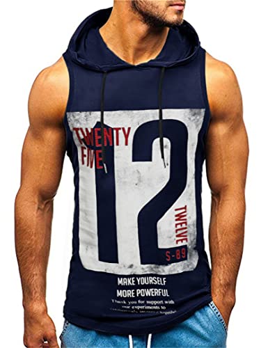 Herren Tank top Muskelshirt Ärmelloser Hoodie Muskelshirt Workout Sport Fitness Unterhemden Kapuzenpullover von HOTCAT